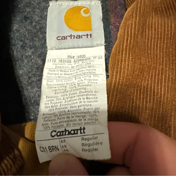 Carhartt Jacket Mens 48 Regular Brown‎ Blanket Lined Corduroy Duck Canvas Button - Picture 3 of 11